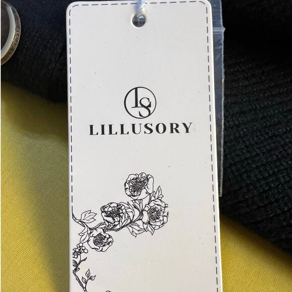 NWT Lillusory Black Shawl Collar Two Button  Henley Chunky Knit Sweater Size L - Picture 4 of 8